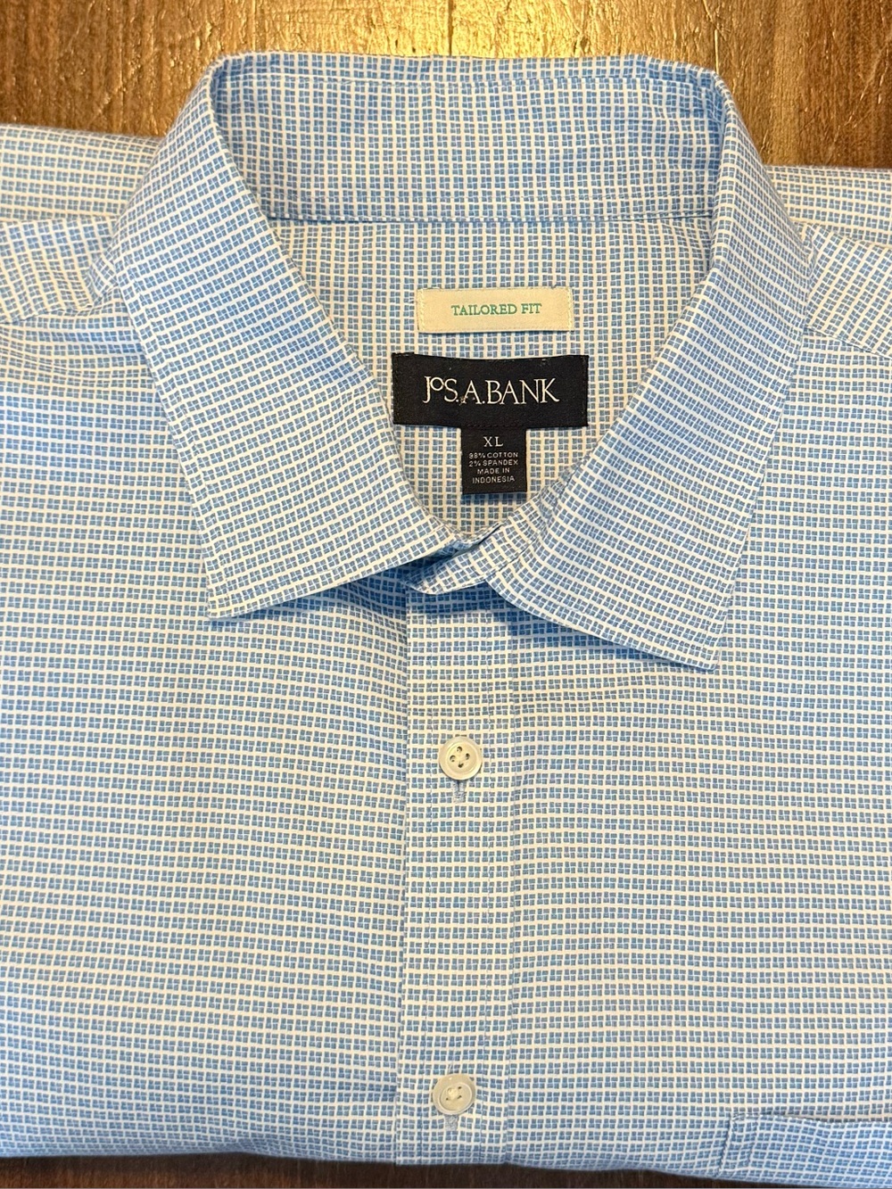 Jos. A. Bank Tailored Fit Dress Shirt Blue & White XL Like New